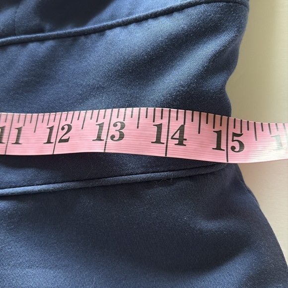 Jenny Yoo Blue Cotton Silk Blend Plunging Neckline Cocktail Dress Size 10 - Picture 9 of 11